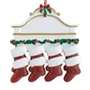 Christmas Blank Pendants DIY Unfinished Resin Cartoon Socks Statue Personalized Name Xmas Tree Hanging Home Ornaments for Family Wall Decor