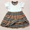 New Summer Fashion England kids girls clothes dress Striped style cotton Ruched Patchwork baby girl princess dress 2-10 years Q0716