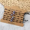 Blue Mal Eye Bracelets Com Cartão Mulheres Moda Jóias Mens Ajustável Vidro Knoted Corda Braided Charm Pulseira Lucky Bangles presentes 1Lot = 1set = 6 pcs