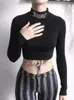 Женская футболка Y2K Top E Girl Gothic Crop Turtleneck Letter Emelcodery Tops Tops Harajuku Женщина футболка эстетическая женщина