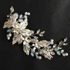 SLBRIDAL SILVER Färgkristall Rhinestone Flower Wedding Hair Clip Barrettes Bridal Headpiece Hår Tillbehör Kvinnor Hår Smycken X0625