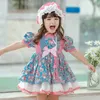 2 шт. Ребёнка без рукавов испанская принцесса бальное платье цветочная лолита платье для девочек пасхальный день рождения вечеринка Flocks Whit Hat 210615