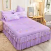 100% bawełniane łóżko spódnica pikowana bedcover Princess Ruffle Zagęszczone Dopasowane Arkusz Kwiatowy Bedspread Home Pościel Decor 1 PC Łóżko Spódnica + 2 sztuk Poszewki