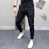 Autum Mens Joggers 바지 엉덩이 팝 캐주얼 연필 바지 스웨트 팬츠 바지 Streetwear 격자 무늬 블랙 하렘 바지 플러스 사이즈 210723