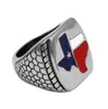 Klassischer Biker-Ring mit amerikanischer TEXAS-Flagge, Edelstahl, Vintage-Schmuck, für Herren, Geschenk SWR0681