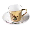 Mughes Ins Specchio Reflection Cup Tagle Tagle Ceramic e Saucer Set Lion Funny for Friend Birthday Gift WF 213P