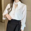 Spring Women Chiffon Shirt Toppar Kontor Lady Långärmad Vit Shirts Blusar Casual Blouse Camisas Mujer 10500 210512