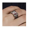 Cluster Ringe Mprainbow Vintage Herren Edelstahl Rot Großer Kristall Drachenklaue Kreuz Ring Band Gothic Biker Ritter Punk Schmuck 2021