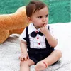 Baby Boy's Roupas Suits Tuxedo Bebê Bebê Conjuntos Crianças Roupas Crianças T-shirt Calça Curta Sets 100% Algodão 210413