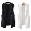 1pc sans manches Blazer femmes hommes décontracté Double boutonnage revers gilet costume manches Cardigan mode vêtements d'extérieur manteau C50 costumes Blazers