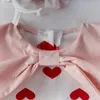 Neonate Neonate Body Papillon Cuore Stampa Abiti a maniche lunghe Toddler Neonate Tuta Costumi Tutina + Cappelli 210413