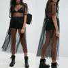 Sarongs Women See Through Bikini Cover Up Gauze Mesh Midi Dress Sheer Maxi Tulle Lace Long Beach Females Sexy Suit Sarongs