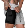 Mens 2 em 1 fitness executando shorts homens esportes shorts camuflagem de treinamento de secagem rápida ginásio esporte shorts homens corredores Calças curtas T200605