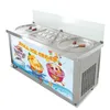 ETL Máquina de helado enrollada con bandejas redondas dobles grandes de 22 pulgadas, máquina de rollo de helado con 10 cubos refrigerados, descongelación automática, control inteligente de temperatura AI