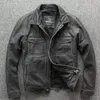Vestes pour hommes Vintage véritable veste hommes automne hiver mode peau de vache moto Bomber Amekaji manteau en cuir véritable