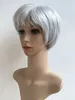 Moda afro peruka krótka białe proste syntetyczne peruki naturalne włosy dla czarnych kobiet brak koronki fryzura w StockFactory Direct