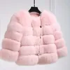 EDC8 S-3XL Mink Coats Women 2022 Winter Top Fashion Pink FAUX Fur Coat Elegant Thick Warm Outerwear Fake Fur Woman Jacket