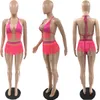 Vrouwen Badmode Bikini Set Zomer Mode Sexy V-hals Effen Kleur Split Badpak Twee Stuk Sets Setters Schorsing Tassel Shorts Outfits