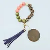 2022 NIEUWE 10 Stijlen Houten Armband Sleutelhanger met Kwastjes Sleutels DIY Hout Vezel Pandent Woodhouten Bead Bangle Sleutel Decorate