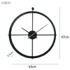 Creative Moderne Simple Home Decor Noir Or 24 Pouces Métal Fer Décoration Horloge Montre Murale 210414