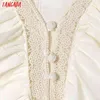 Women Retro Embroidery Romantic Blouse Lantern Sleeve Chic Female Shirt Tops 6H33 210416