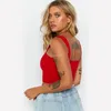 Solid color Square neck bare midriff Tank Top tees Summer Short crop tops for women fashion clothing black red white will and sandy