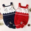 Weihnachten Baby Jungen Mädchen Cartoon Hosenträger Strampler Kleidung Herbst Winter Junge Mädchen Kinder Ärmelloses Stricken 210429