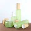 Frosted Green Glass Bottle Cream Jar Fine Mist Spray Lotion Pump Flessen Hervulbare Cosmetische Container Kruiken 20ml 30ml 40ml 60ml 80ml 100ml 120ml