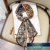 Designer Small Silk Square Scarf Kvinnor Smal Long Leopard Striped Print Handkerchief Lady Head Hair Band Scarfs Kerchief Kvinna Fabrikspris Expert Design