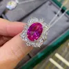 Dimingke Vintage 12 * 16mm Oval Natural Red Corundum Diamond Ring 100% S925 Sterling Silver Smycken Party Anniversary Gift 211217