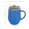 304 Stainless steel coffee cup double wall egg shape with lid water mug insulated travel Multi color Metal by sea JJE10268