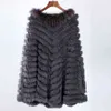 女性の高級プルオーバーニット本物のウサギの毛皮のアライグマPoncho Cape Real Knitting Ralps Shall Triangle Coat 211220