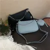 Koreanska stil pu läder crossbody bag kedja kvinnor axel elegant damväska och handväska liten underarm mahjong blå