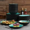 Vancasso aqua 36 pièces poterie Stoare Vintage Look en céramique Green Dingeware Set avec 12dinner Pladeessert Platebowl Set 2107063564902