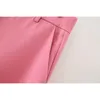 女性シックなファッションオフィス着用サイドポケットパンツビンテージハイウエストジッパー女性足首ズボンムザーー210521