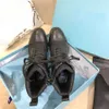 2022 Luxus Designer Damen Stiefel Leder und Nylon Stoff Booties Knöchelabsatz Biker Australien Paar Winter Sneakers Größe EUR 35-41