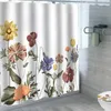 カーテンドレープ1セット防水シャワーの絶妙なカントリースタイルフラワーパターンポリエステルバスタブサプライとフック装飾