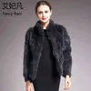 Femmes Véritable Manteaux De Fourrure De Lapin Solide Femme Col Montant Rex Manteau De Fourrure De Lapin Mode D'hiver Réel Manteau De Fourrure Vestes 13 Couleurs 211122