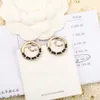 2022 Luxury quality Charm stud earring dangle small round shape with genuine leather for women wedding jewelry gift have box stamp223S