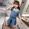 Enfants Vêtements Denim Gilet + Court Enfants Pour Filles est Grand Costume D'été 6 8 10 12 1 210527