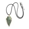 Rétro minéral brut pointe de flèche pendentif noir obsidienne cristal collier guérison naturel Onxy Agat améthystes Quartz pendentif collier