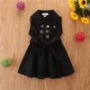 Humor Bear Baby Girl Dress 2020 Sommar Fashion Toddler Knapp Ärmlös Pageant Bowknot Bröllop Princess Party Dress 1-6Y Q0716