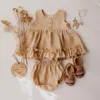 Wholesale夏の女の赤ちゃん2 PCSセットノースリーブベストRufflrs Dress +ショートパンツ衣装キッズ服E0717 210610