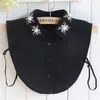 Bow Ties White Black Women Fake Collar Shinny Beaded Detachable Collars Half Shirt Blouse Sweater False Female Faux Col Smal22