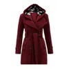 Manteau de laine Manteau Femmes Veste en polaire chaude avec ceintures à double boutonnage Solide Hiver Vintage Mince Mift Mesdames 211118