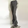 Vintage Streetwear Bas Sexy Femmes Double Volants Polka Dot Flare Pantalon Taille Haute Femme Pantalon Décontracté Qualité 210517