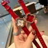 Relojes de pulsera de marca de moda para mujer y niña, reloj con correa de cuero estilo cristal con flores VA02233s