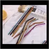 Barware Kitchen, Dining Home & Garden Drop Delivery 2021 Colorful Straight Bent Sts Rainbow Eco Friendly Bar Drinking Tools Metal Stainless S