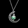 Famshin Fashion Silver Color Charm Luminous Pendant Necklace Women Moon Glowing Stone Christmas s Jewelry Gifts