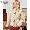 Stand Collar Outono Inverno Teddy Casaco Mulheres Coreano Loose Faux Shearling Single Breasted Warm Jacket Feminino Outwear 210510